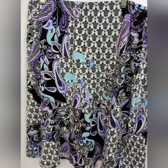 2/$30 Elementz Colorful Silver Purple Knee-Length A-Line Patchwork Skirt (#21) - Picture 1 of 7